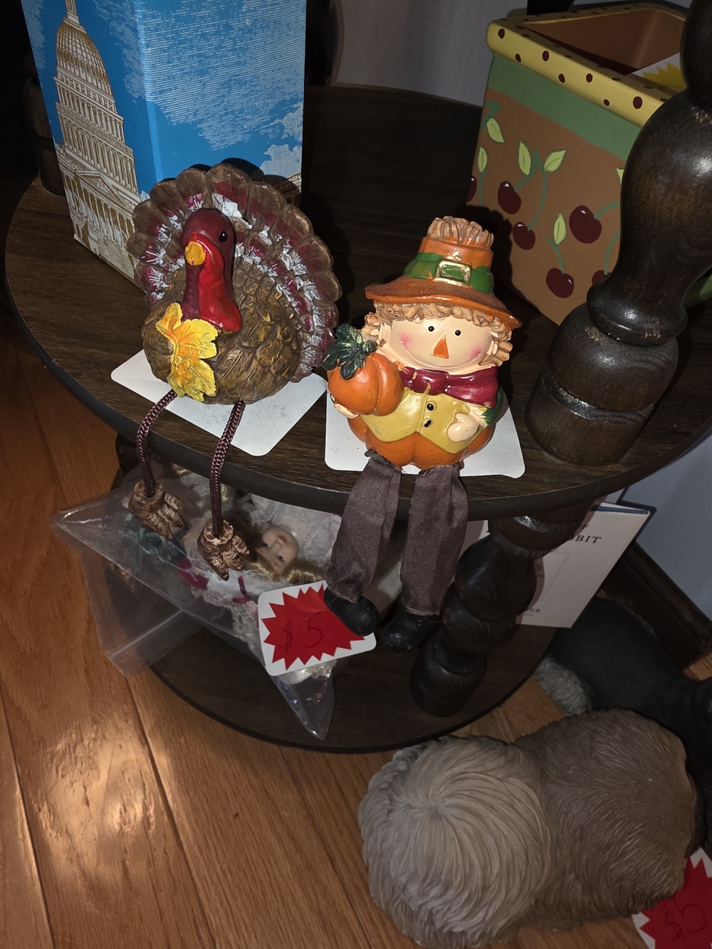 Autumn Harvest Scarecrow & Turkey Shelf Sitter